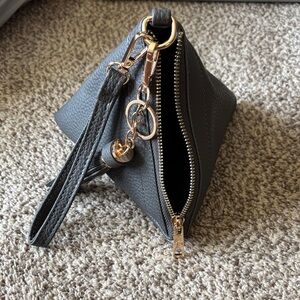 Gray Pyramid Wristlet with Tassel
